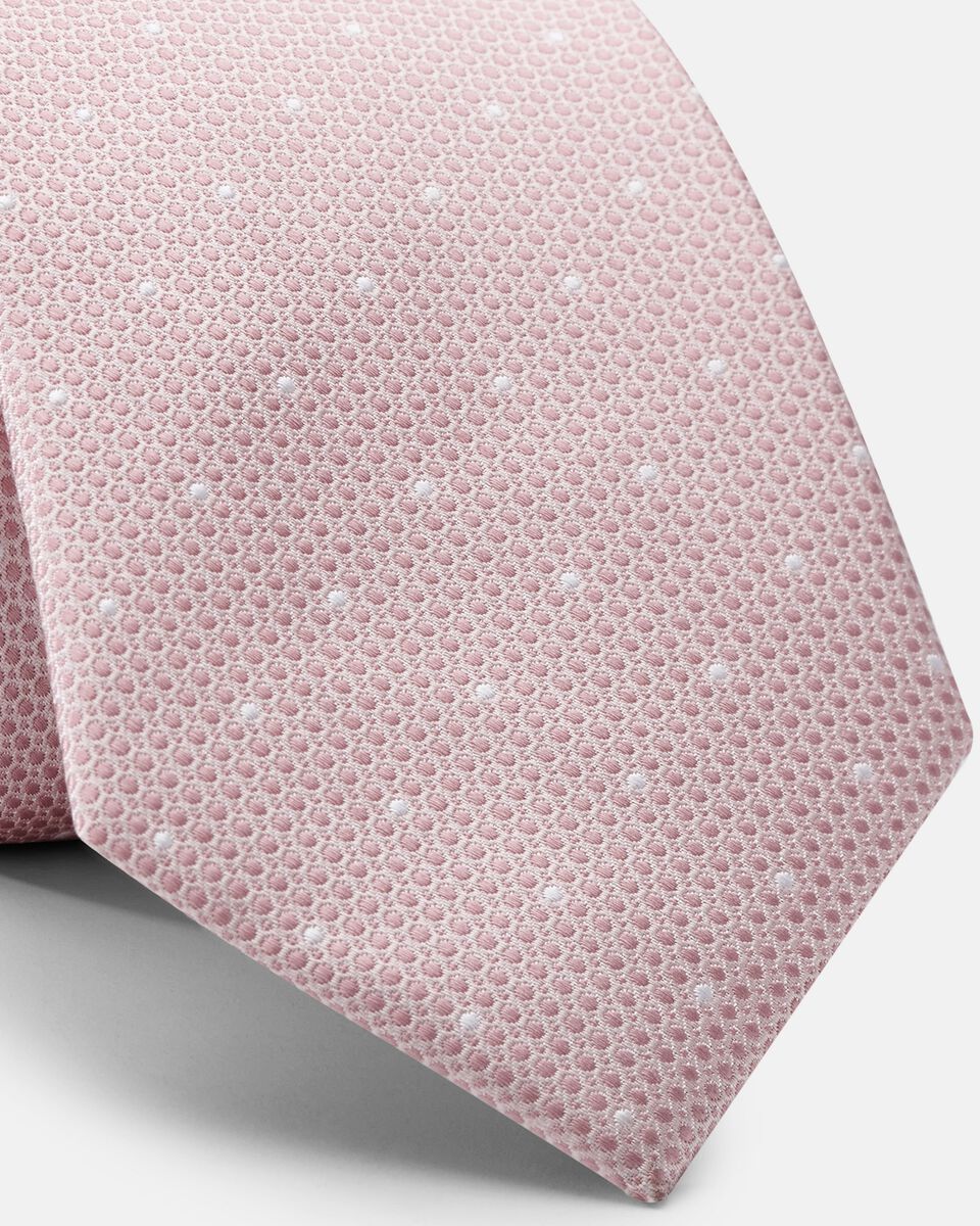 Mens Pink Silk Texture Polka Dot Tie